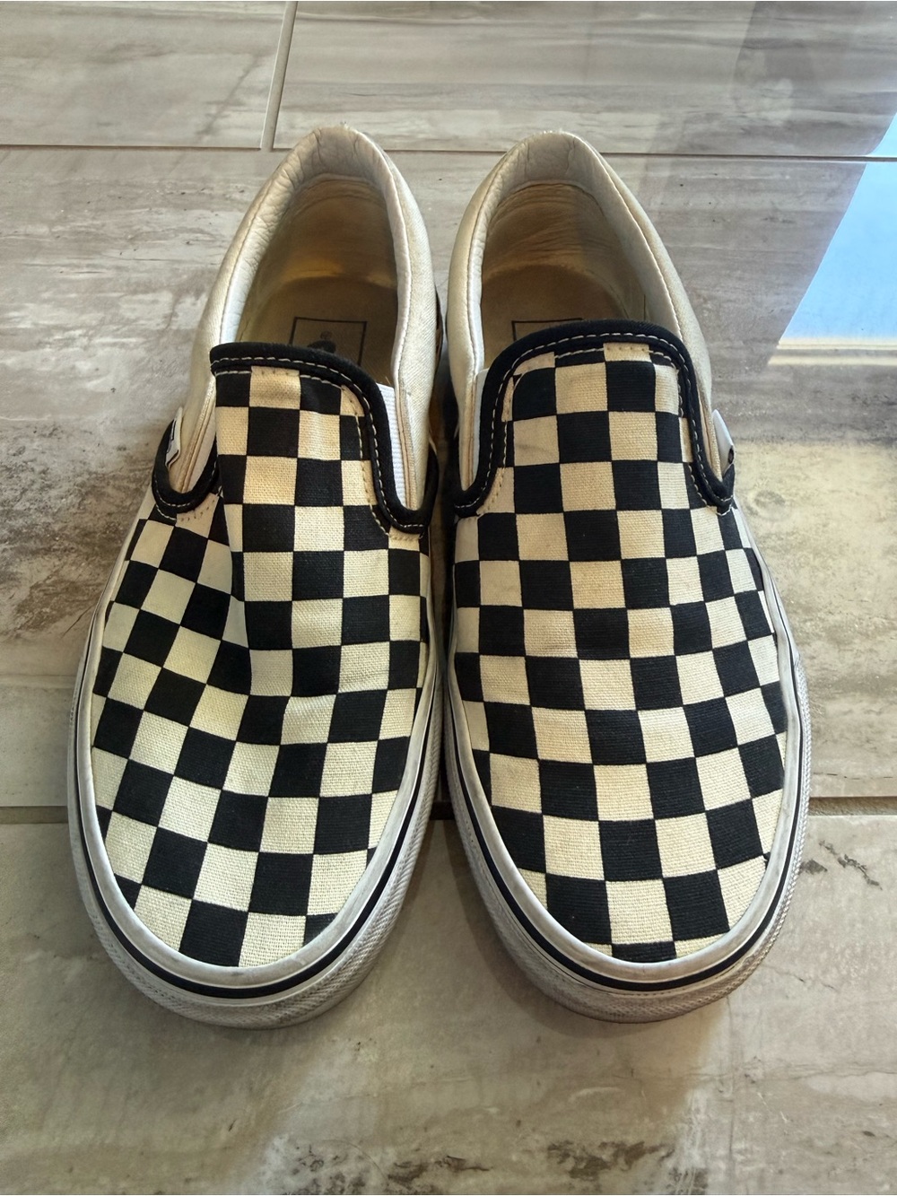 Vans Black and White Checkerboard Slip-On womans Sneakers